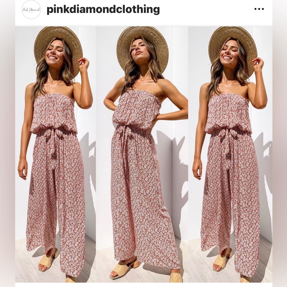 PINK DIAMOND - Sleeveless Floral Jumpsuit